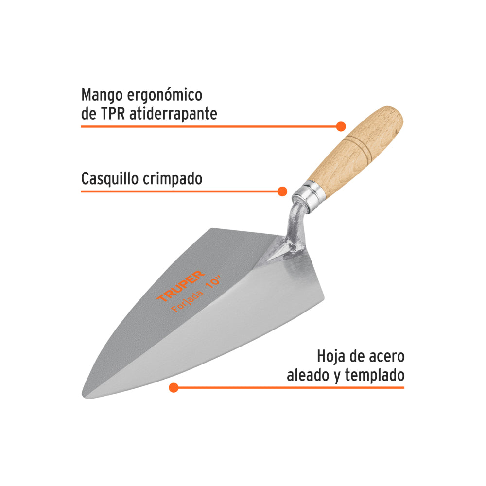 Cuchara para albañil 10" forjada tipo Filadelfia, TRUPER
