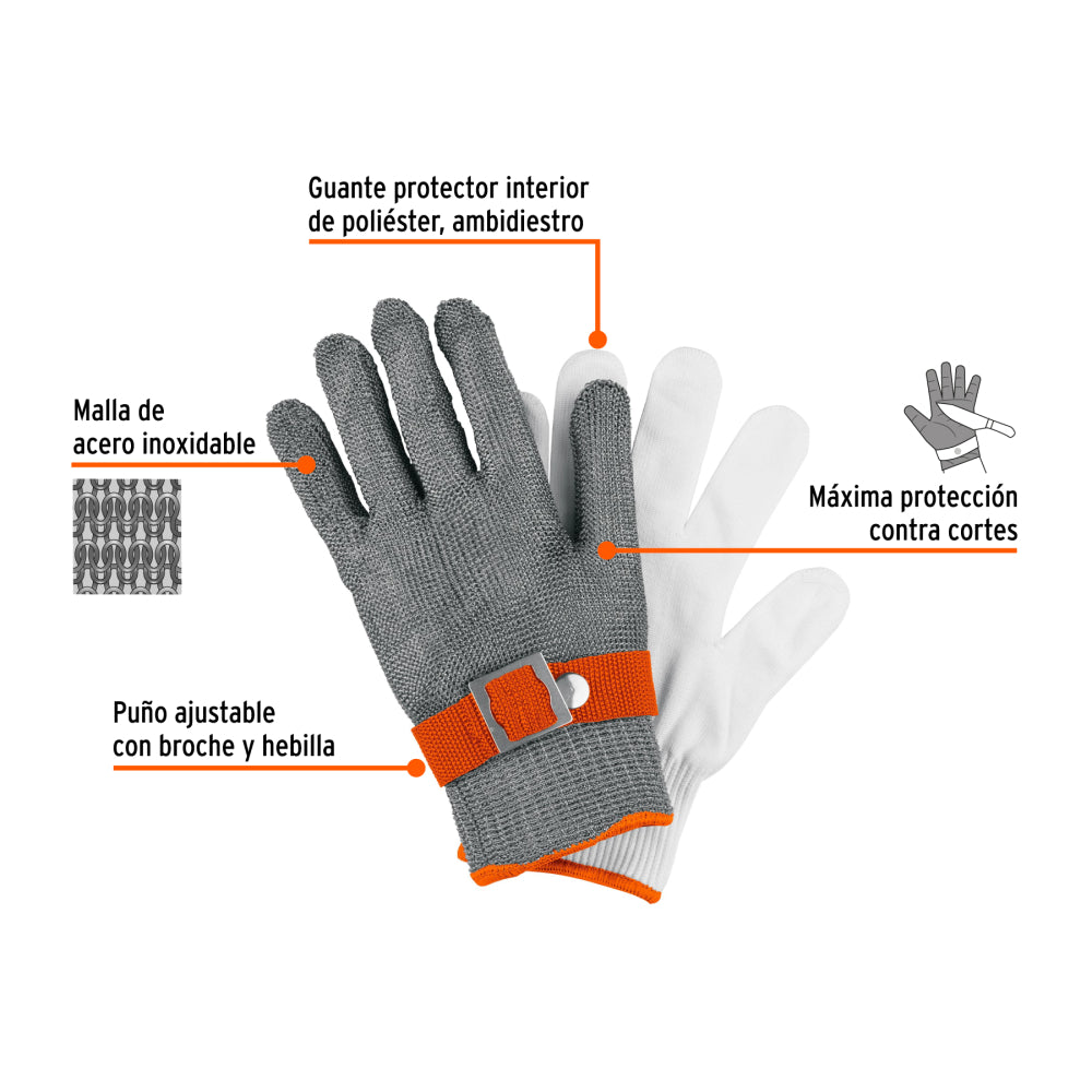 Guante Anticorte NV 5 de Acero Inoxidable, M, TRUPER