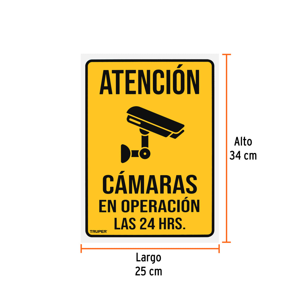 Letrero de señalización "CÁMARAS EN OPERACIÓN", 25 x 34 cm