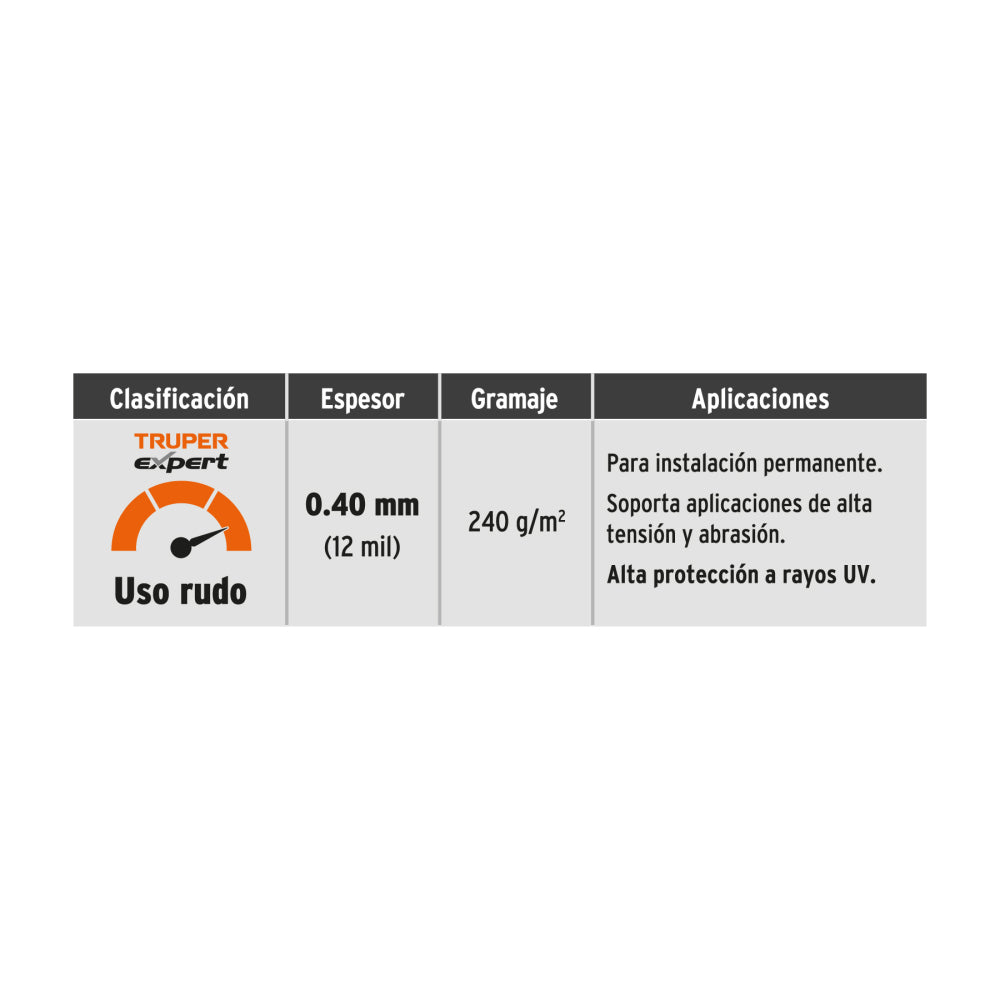 Lona uso rudo 3 x 4 m, verde olivo, 240 g/m2, TRUPER EXPERT