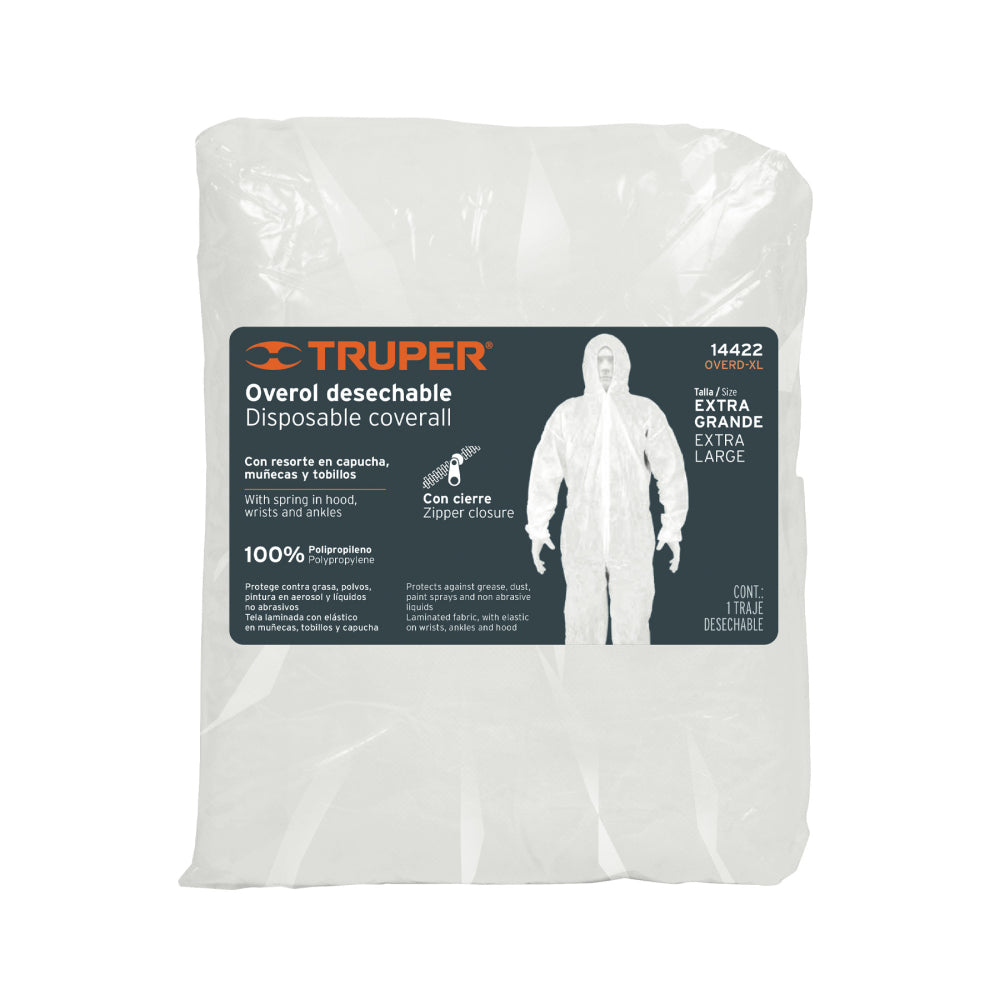 Overol desechable, talla XG, TRUPER