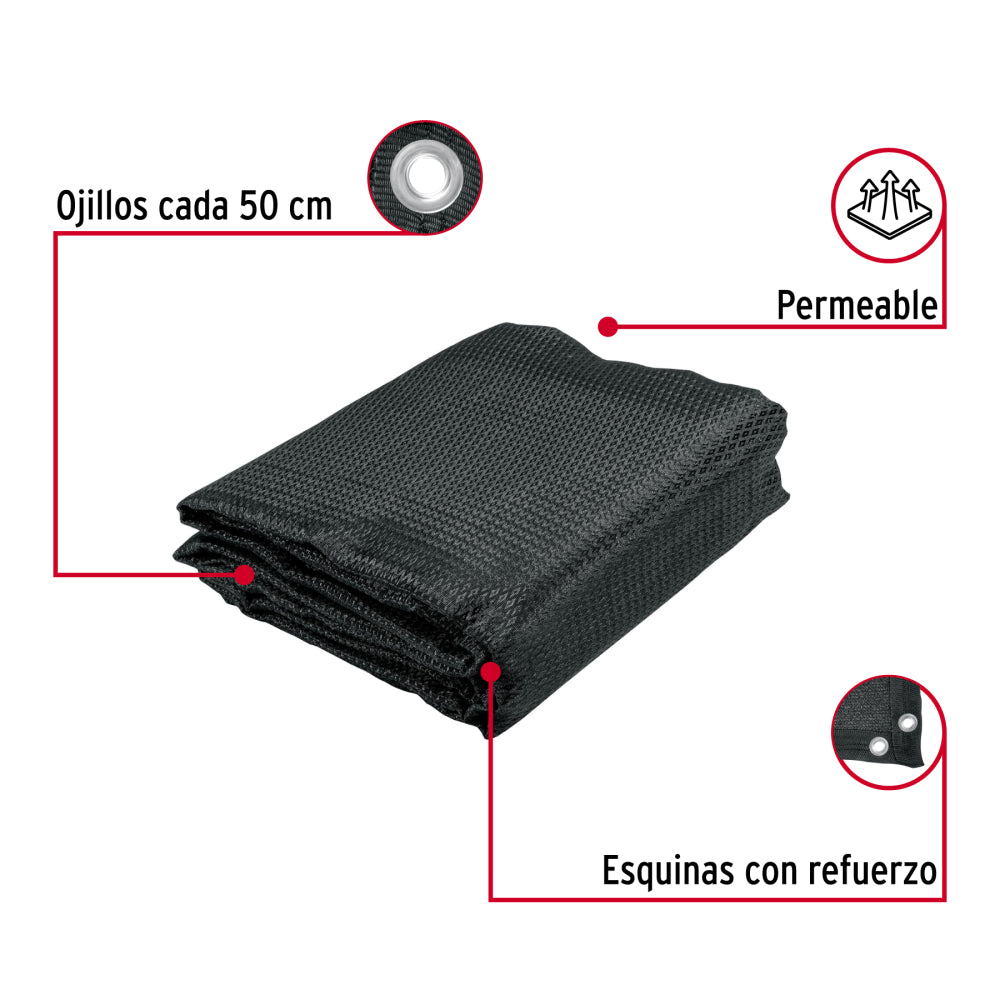 Toldo sombra 80%, monofilamento negro, 3.6m x 5m, FIERO