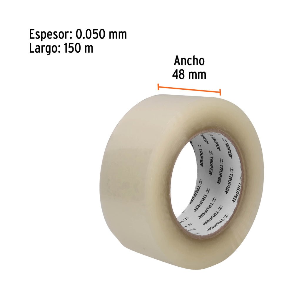 Cinta de empaque 48 mm x 150 m transparente, TRUPER - Grupo PRAME