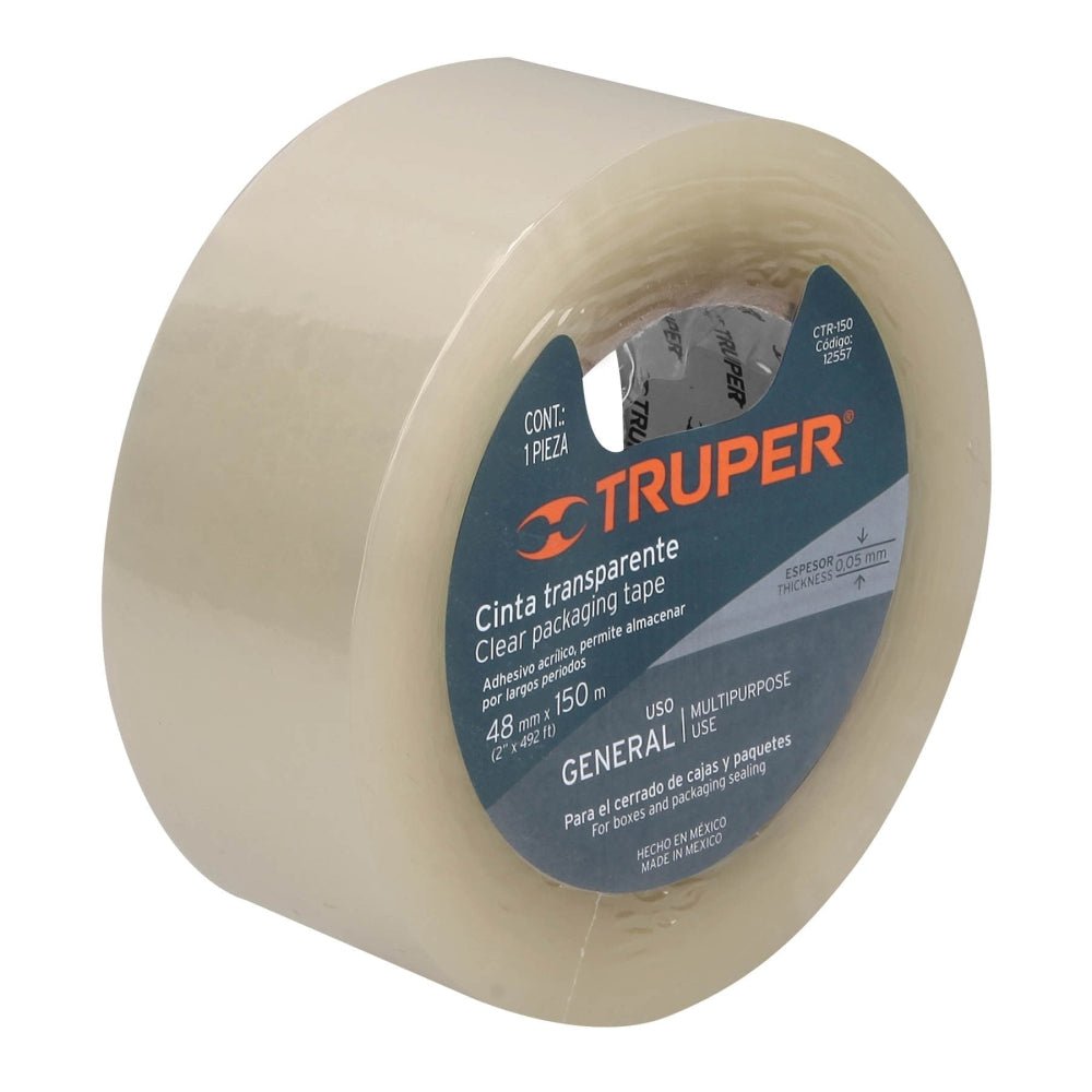 Cinta de empaque 48 mm x 150 m transparente, TRUPER - Grupo PRAME