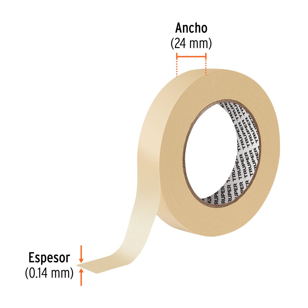 Cinta masking tape de 1" x 50 m, TRUPER (12 piezas) - Grupo PRAME