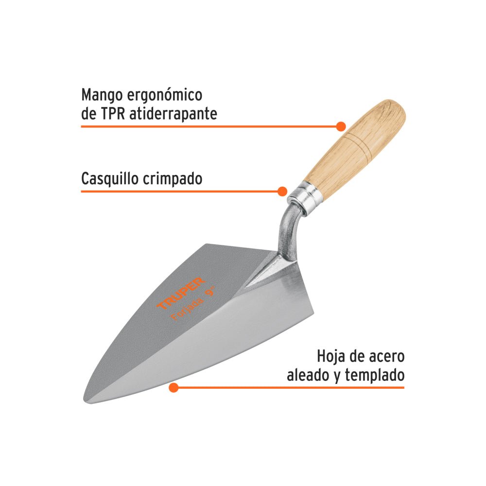Cuchara para albañil 9" forjada tipo Filadelfia, TRUPER - Grupo PRAME