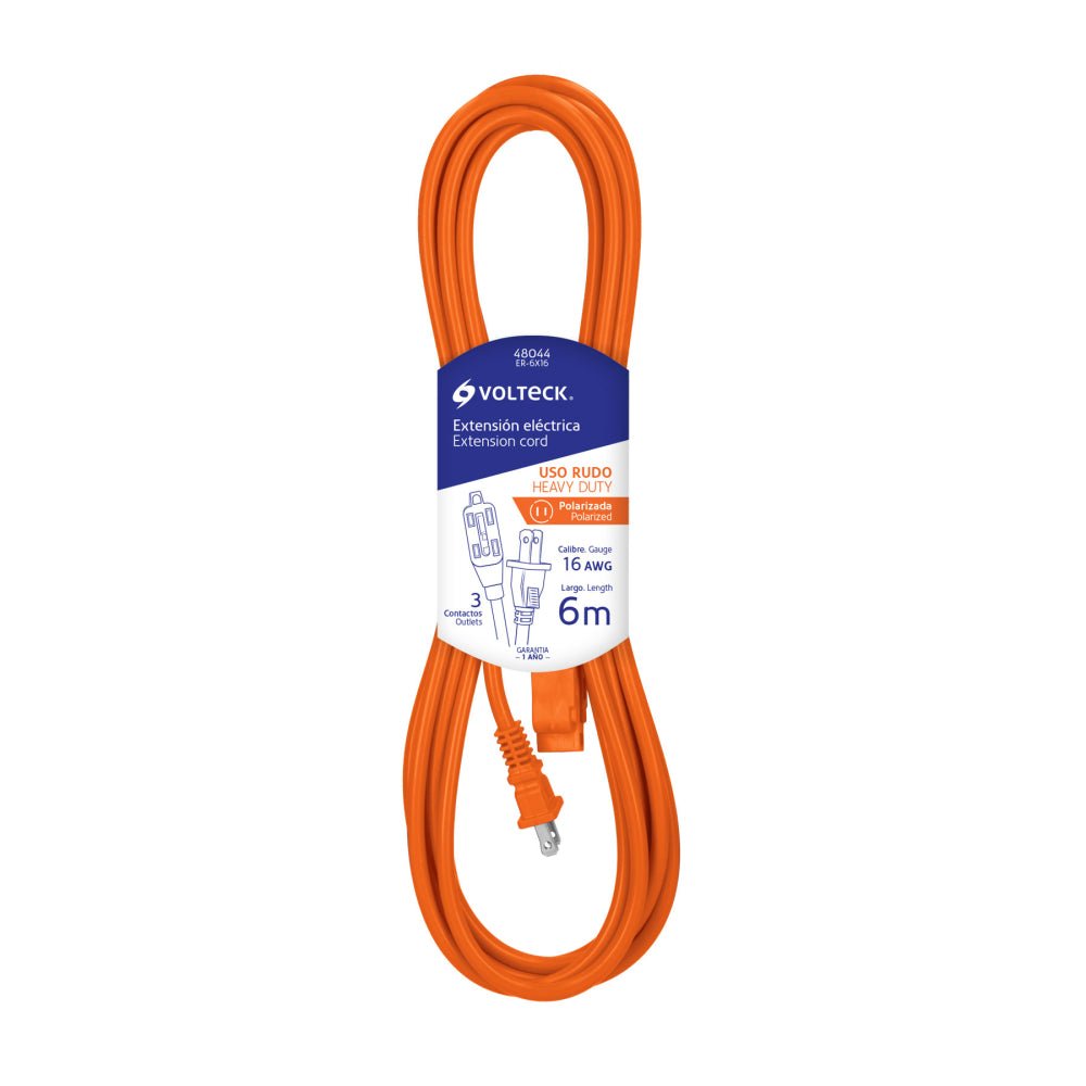 Extensión eléctrica de uso rudo 6 m 2x16 AWG, VOLTECK - Grupo PRAME