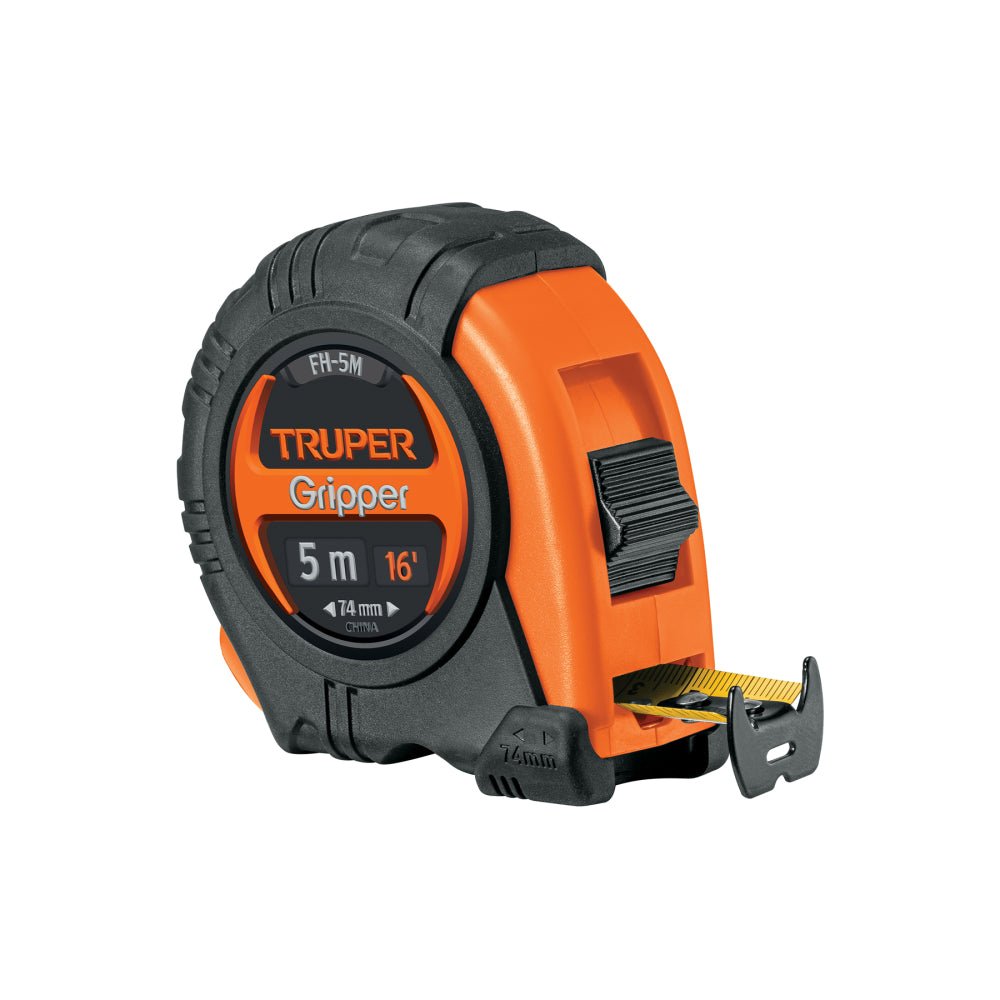 Flexómetro Gripper contra impactos 5 m cinta 19 mm, TRUPER - Grupo PRAME
