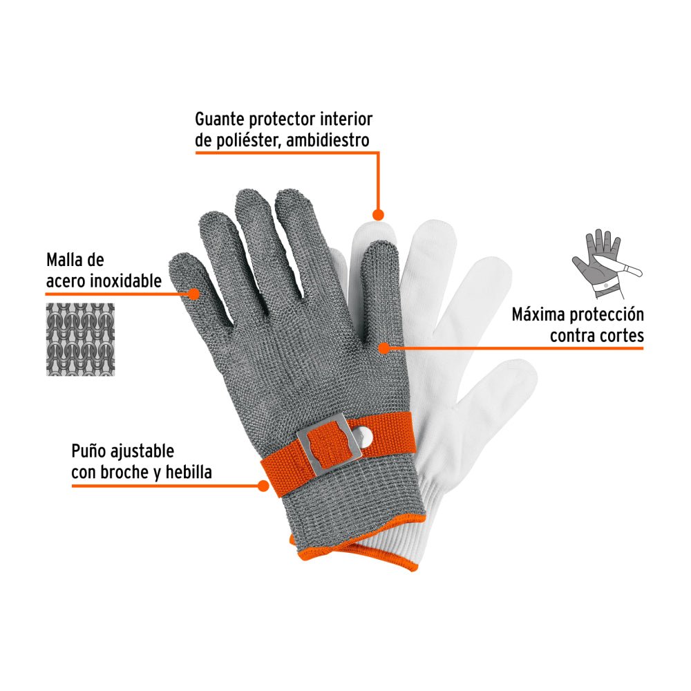 Guante Anticorte NV 5 de Acero Inoxidable, M, TRUPER - Grupo PRAME