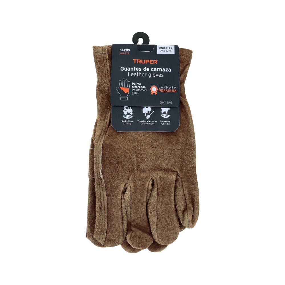 Guantes de carnaza para electricista, TRUPER - Grupo PRAME