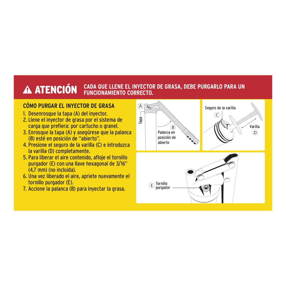 Inyectora de grasa 14 oz, 10000 PSI con grip antiderrapante - Grupo PRAME