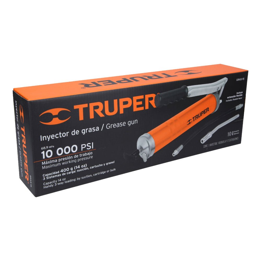 Inyectora de grasa 14 oz, 10000 PSI con grip antiderrapante - Grupo PRAME