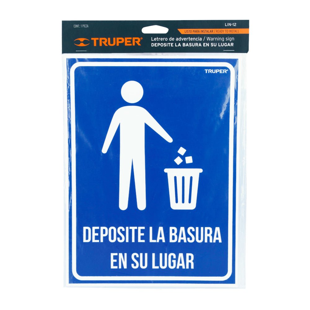 Letrero señalización"DEPOSITE LA BASURA EN SU LUGAR",21x28cm - Grupo PRAME