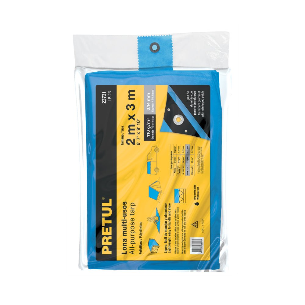 Lona de polietileno 2 x 3 m, azul, 110 g/m2, PRETUL - Grupo PRAME