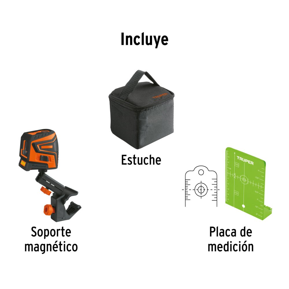 Nivel láser verde, alcance 30 m, recargable, TRUPER - Grupo PRAME