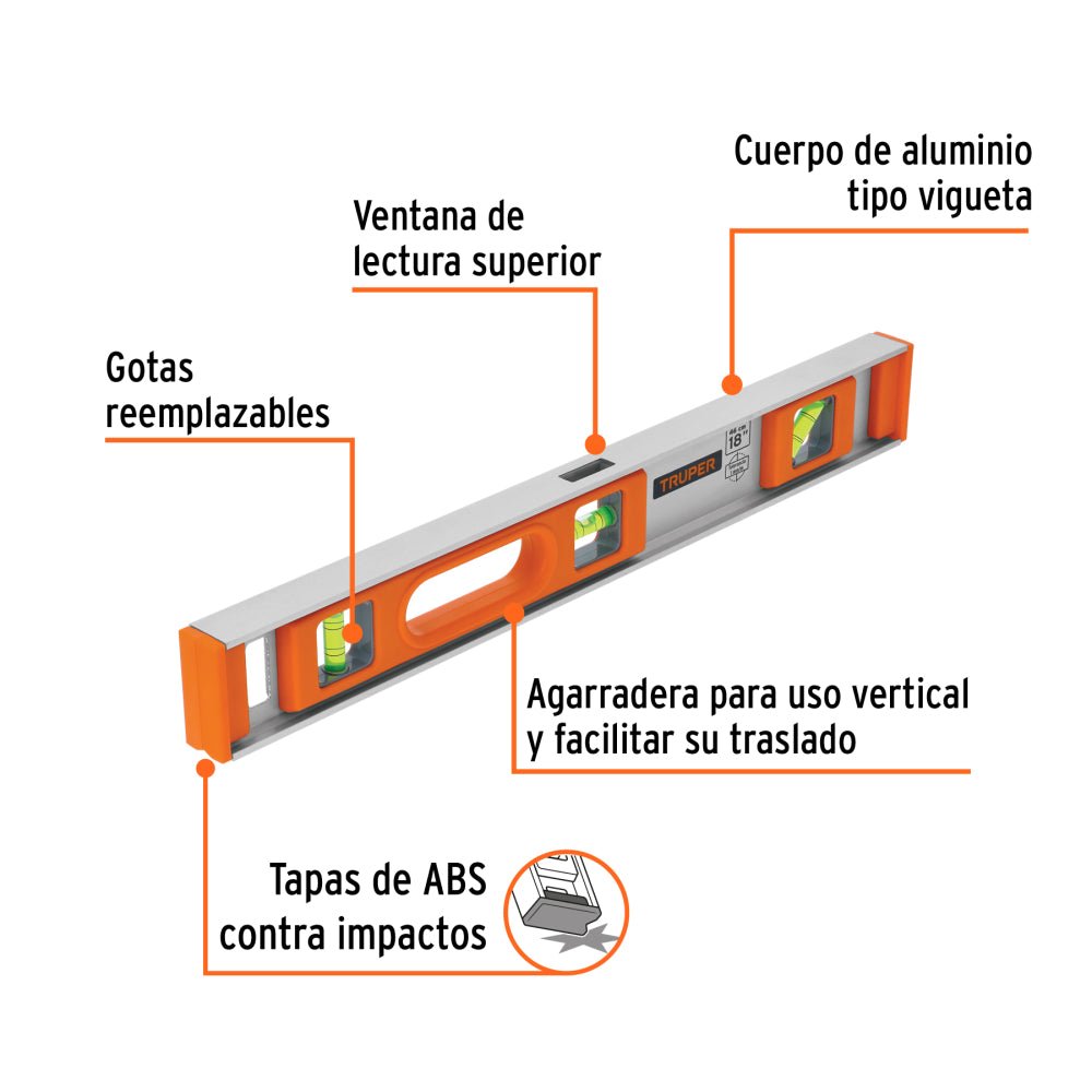 Nivel profesional de 18" con protección de ABS, TRUPER - Grupo PRAME