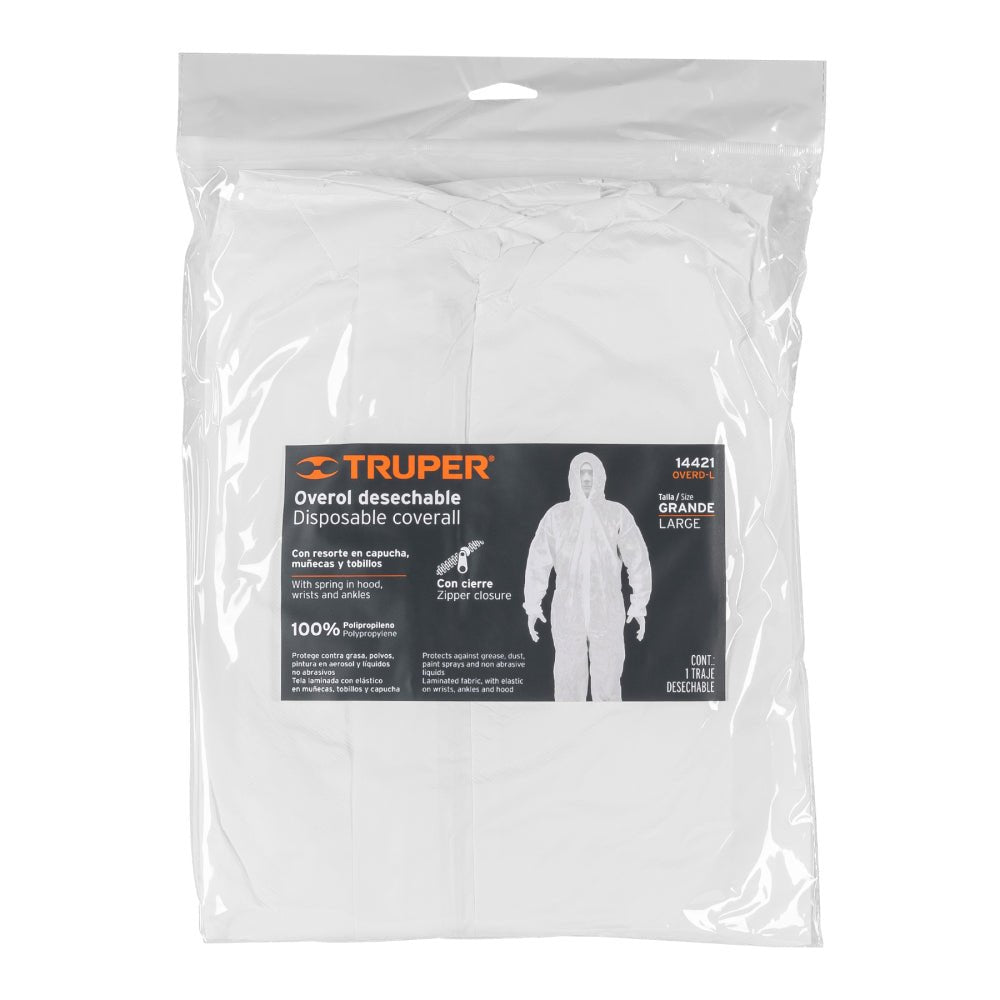Overol desechable, talla G, TRUPER - Grupo PRAME