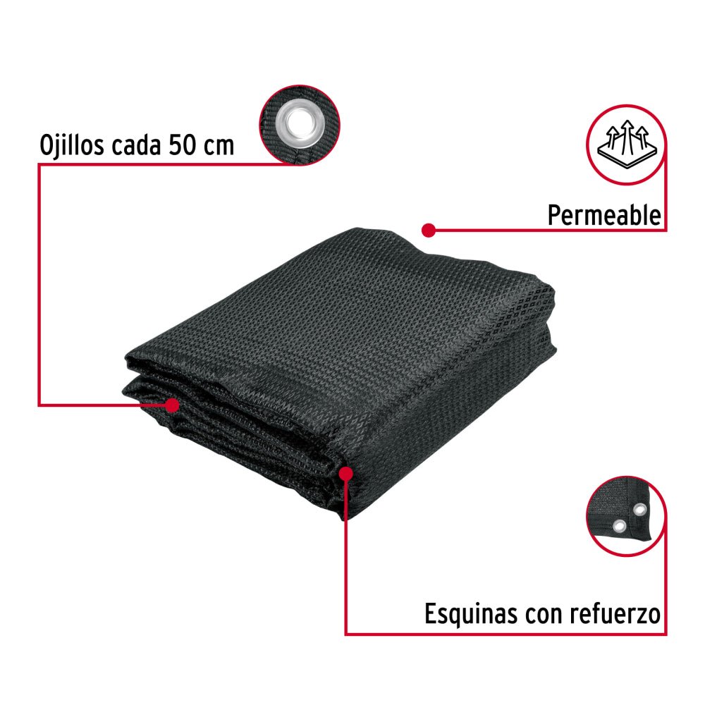 Toldo sombra 80%, monofilamento negro, 3.6m x 3m, FIERO - Grupo PRAME