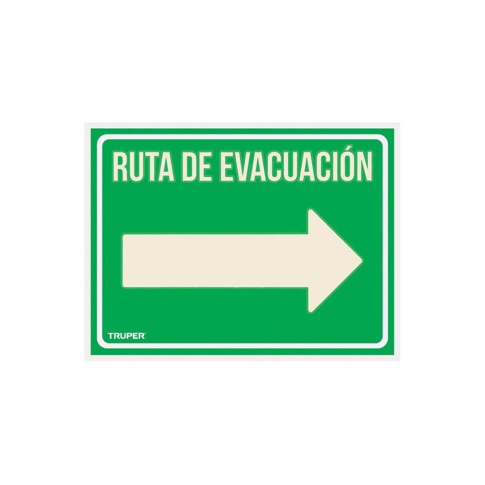 Letrero de señalización "RUTA EVACUACIÓN DERECHA",21 x 28 cm - Grupo PRAME