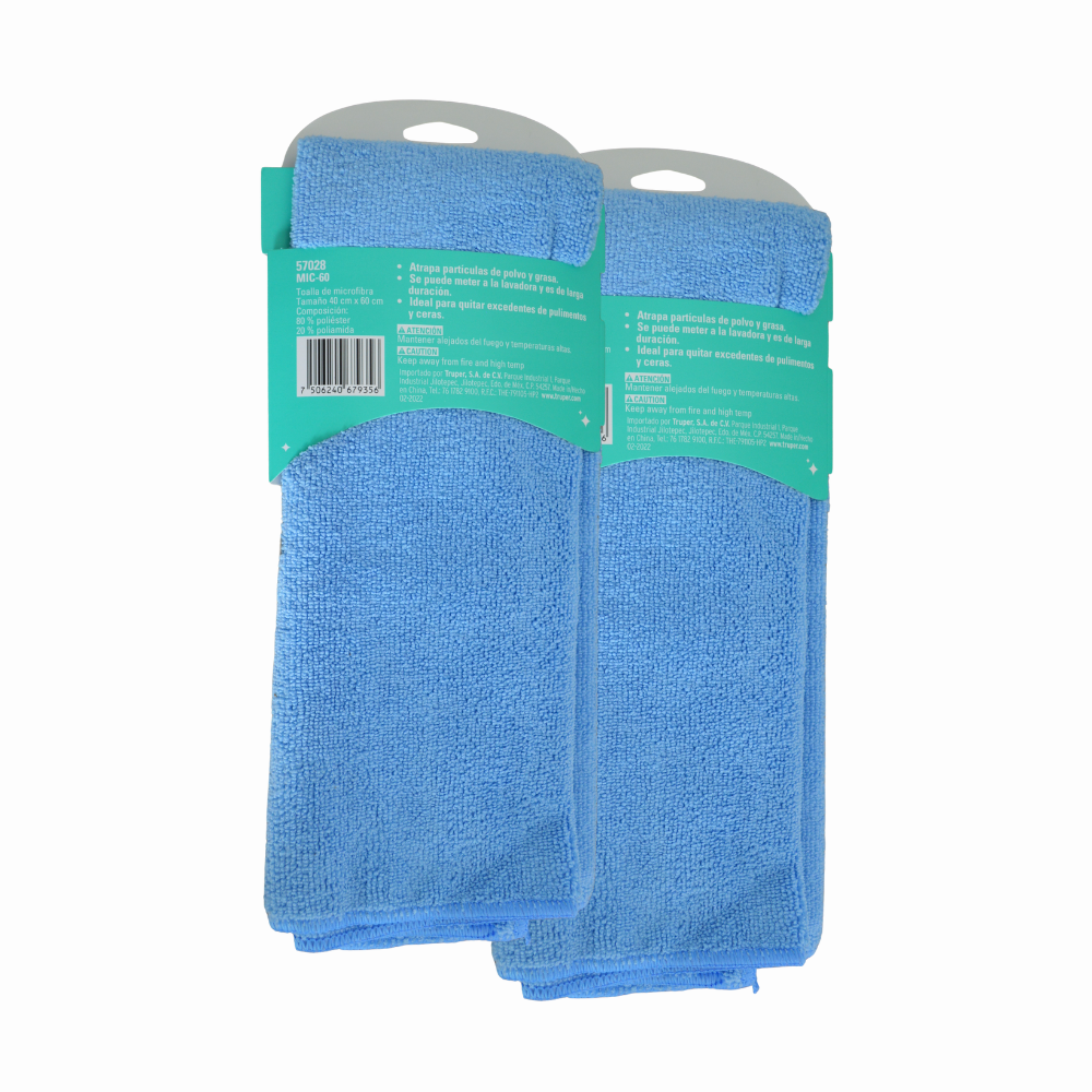 2 Piezas Toalla de microfibra de 40 X 60 cm KLINTEK