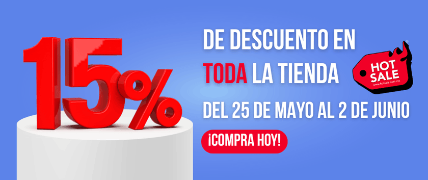 Banner informativo del 15% de descuento en compras en línea por el Hot Sale 2026