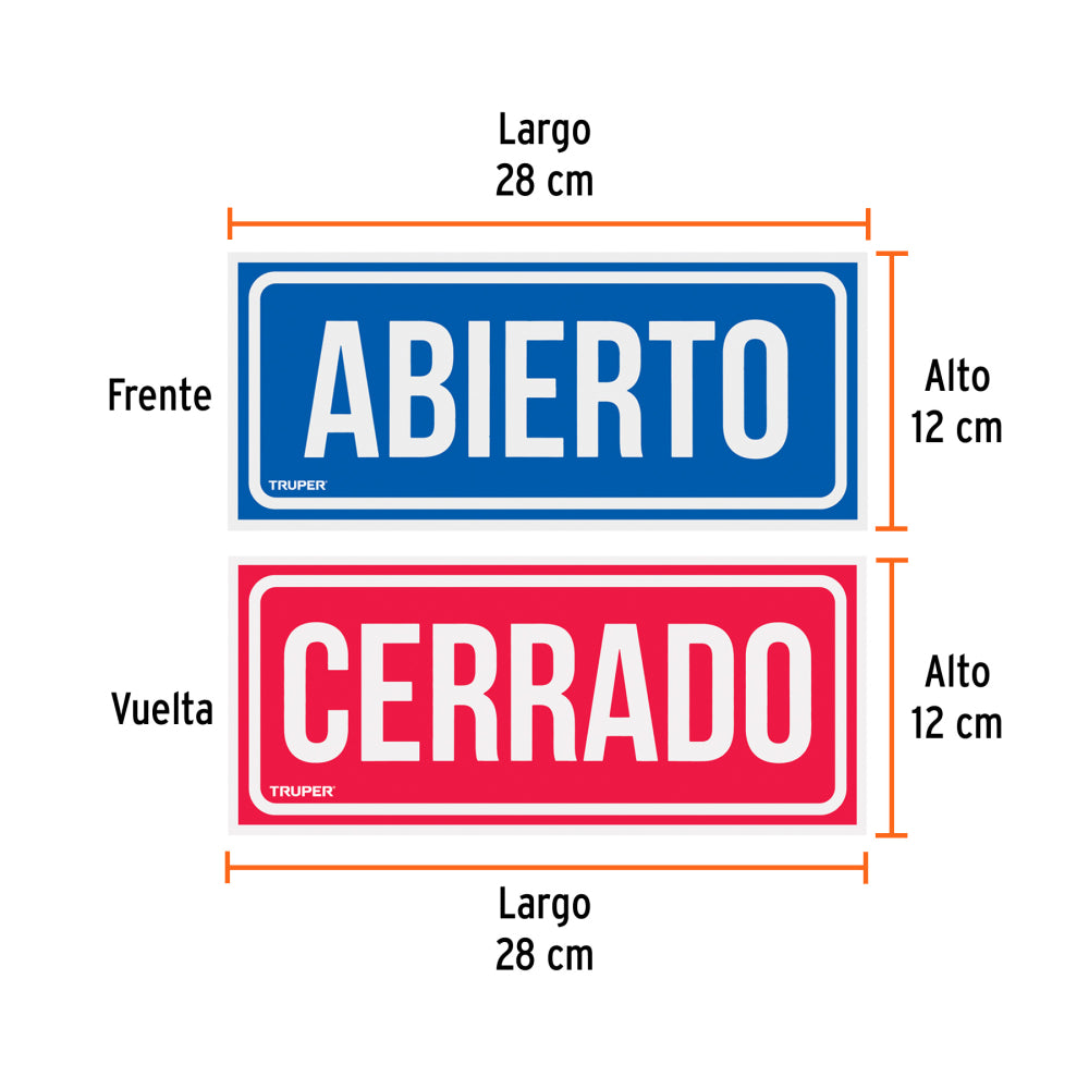 Letrero de señalización "ABIERTO/CERRADO", 28 x 12 cm