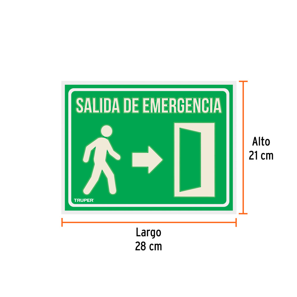 Letrero de señalización "SALIDA DE EMERGENCIA", 21 x 28 cm