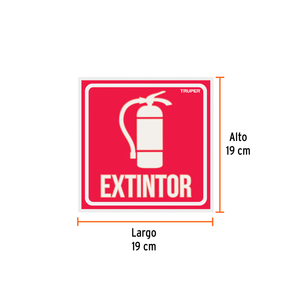 Letrero de señalización "EXTINTOR", 19 x 19 cm, TRUPER