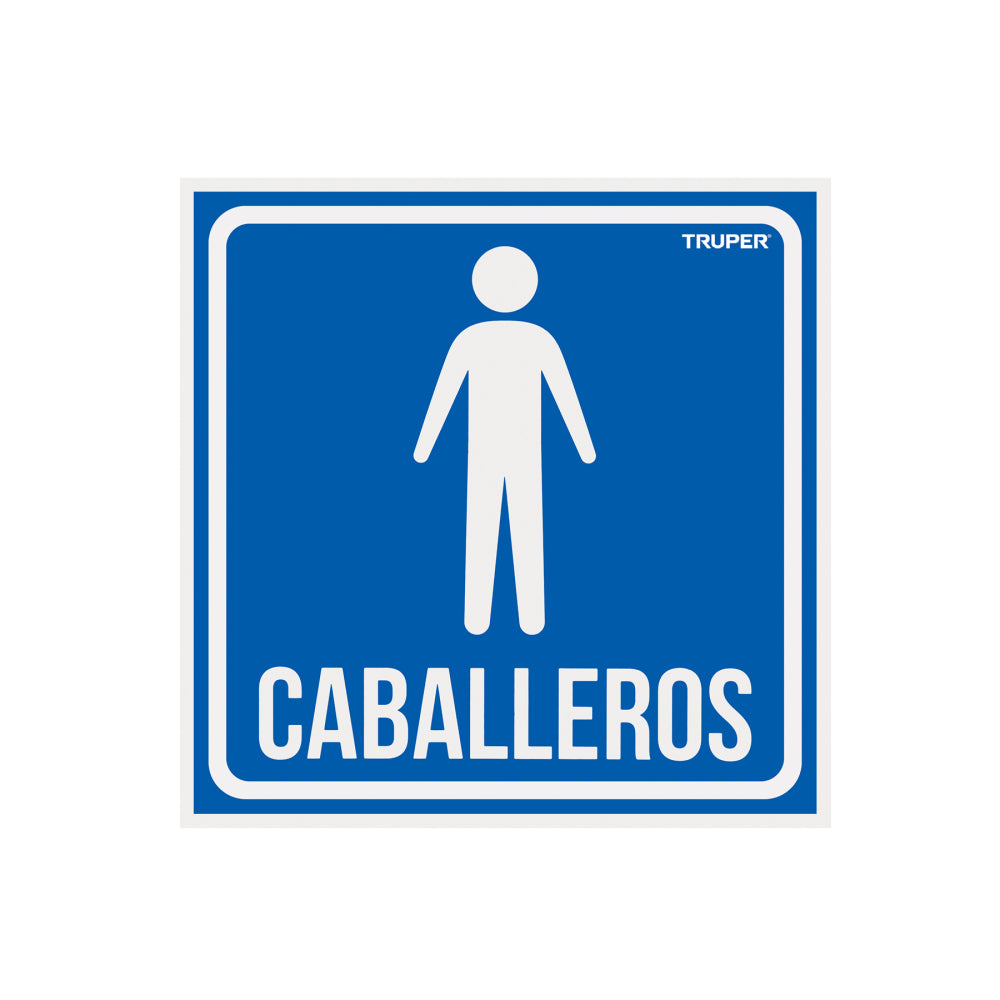 Letrero de señalización "CABALLEROS", 19 x 19 cm, TRUPER