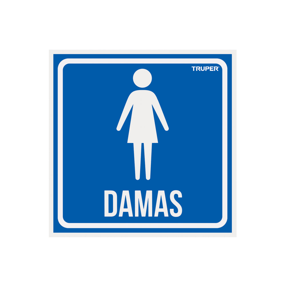 Letrero de señalización "DAMAS", 19 x 19 cm, TRUPER