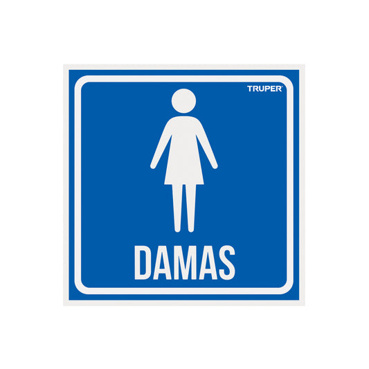 Letrero de señalización "DAMAS", 19 x 19 cm, TRUPER