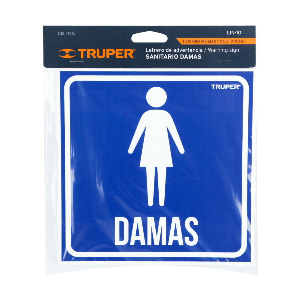 Letrero de señalización "DAMAS", 19 x 19 cm, TRUPER