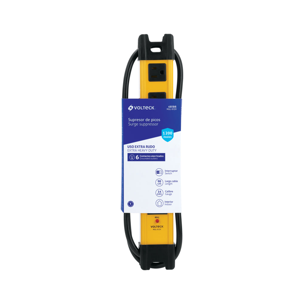 Multicontacto 14 AWG industrial supresor de picos 6 entradas