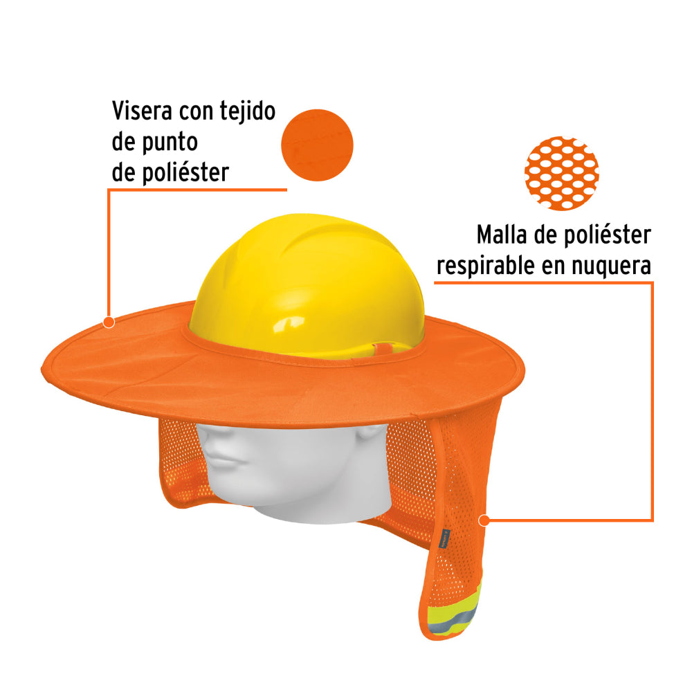 Protector solar plegable para casco, naranja con reflejante