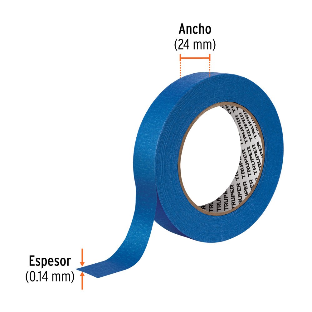 Cinta masking tape azul de 1" x 50 m para pintor, TRUPER (6 piezas) - Grupo PRAME