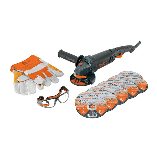 Combo esmeriladora 4-1/2",950W, discos, lentes y guantes,IND - Grupo PRAME