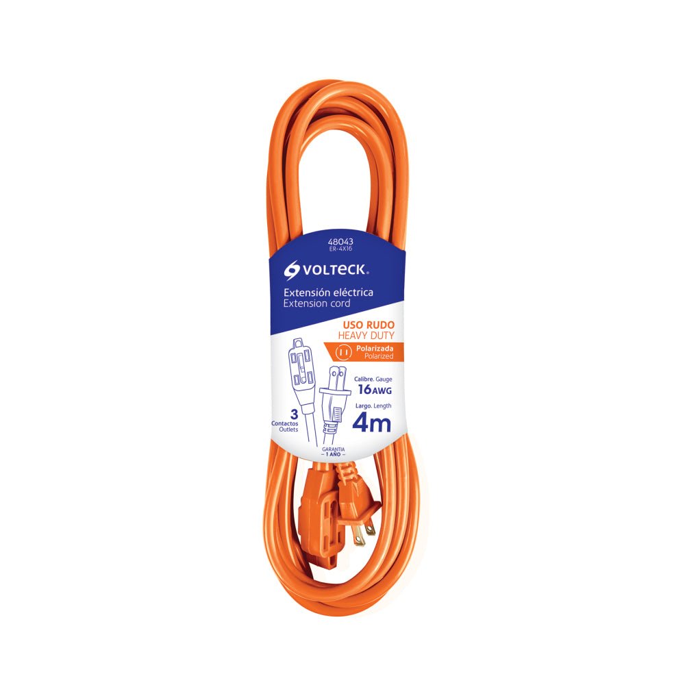Extensión eléctrica de uso rudo 4 m 2x16 AWG, VOLTECK - Grupo PRAME
