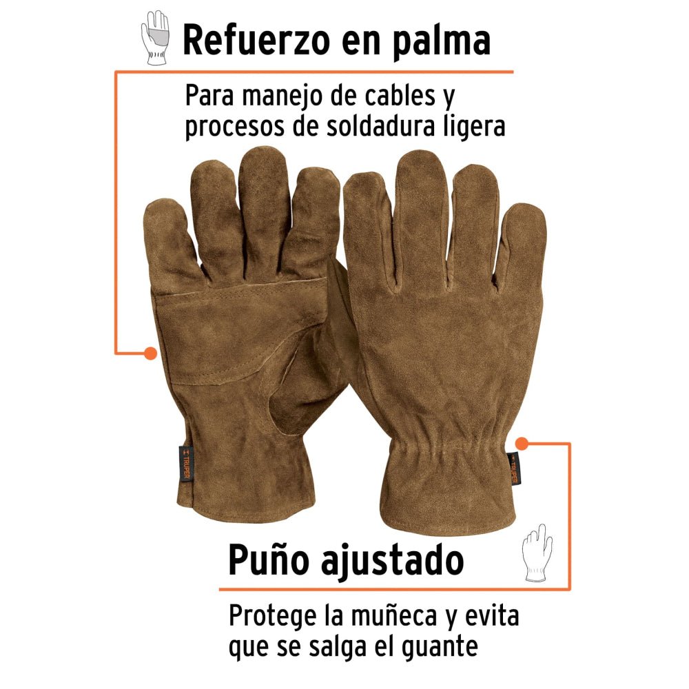 Guantes de carnaza para electricista, TRUPER - Grupo PRAME