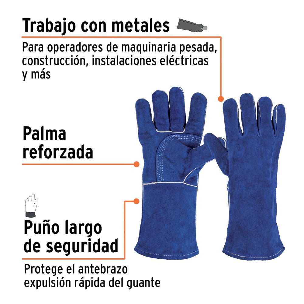 Guantes para soldador, reforzados, azules, TRUPER - Grupo PRAME