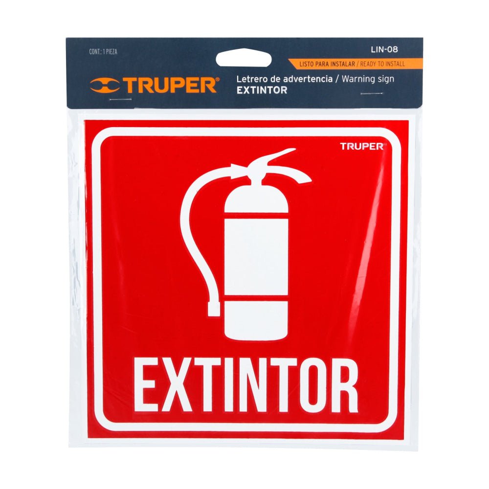 Letrero de señalización "EXTINTOR", 19 x 19 cm, TRUPER - Grupo PRAME