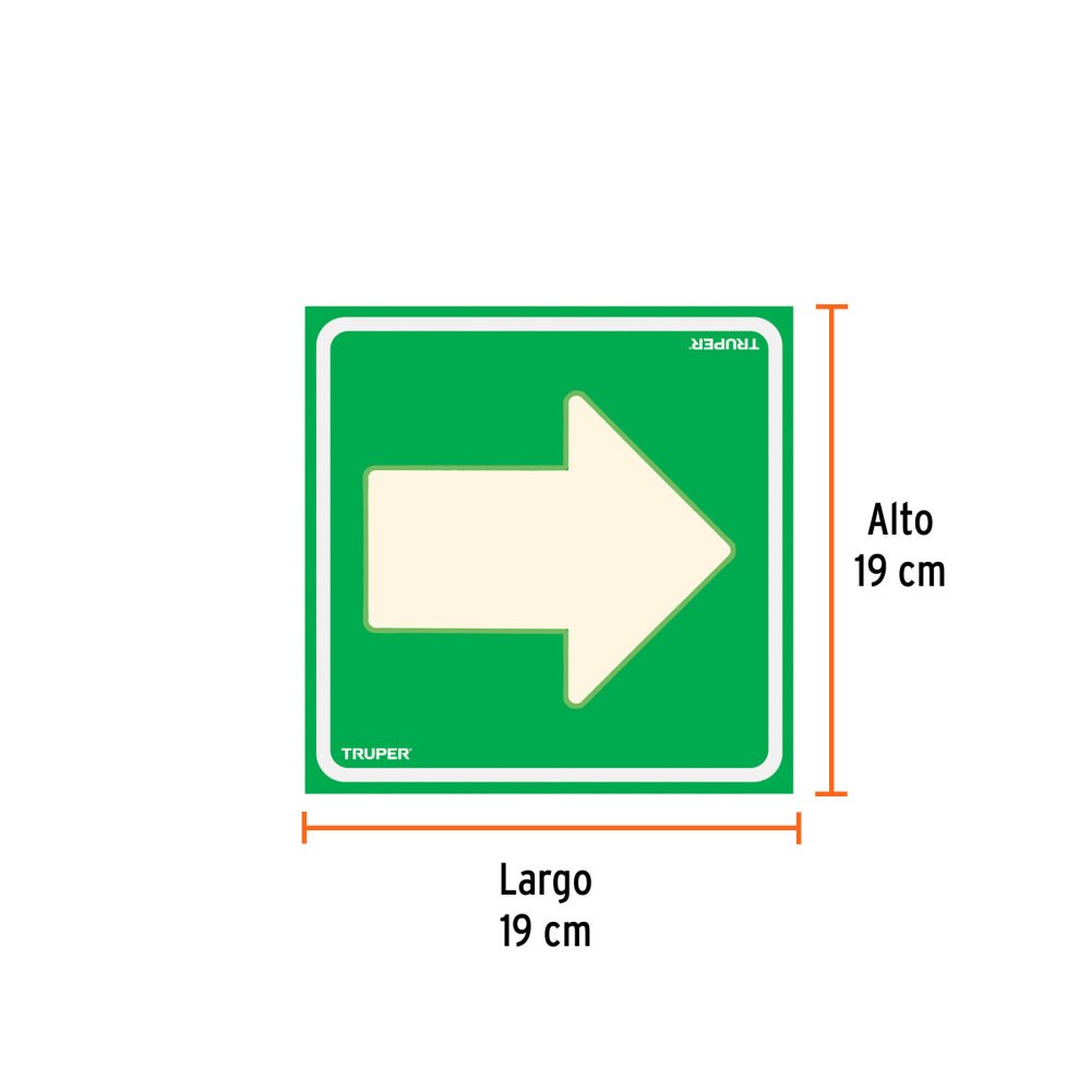 Letrero de señalización "FLECHA", 19 x 19 cm, TRUPER - Grupo PRAME