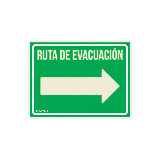 Letrero de señalización "RUTA EVACUACIÓN DERECHA",21 x 28 cm - Grupo PRAME