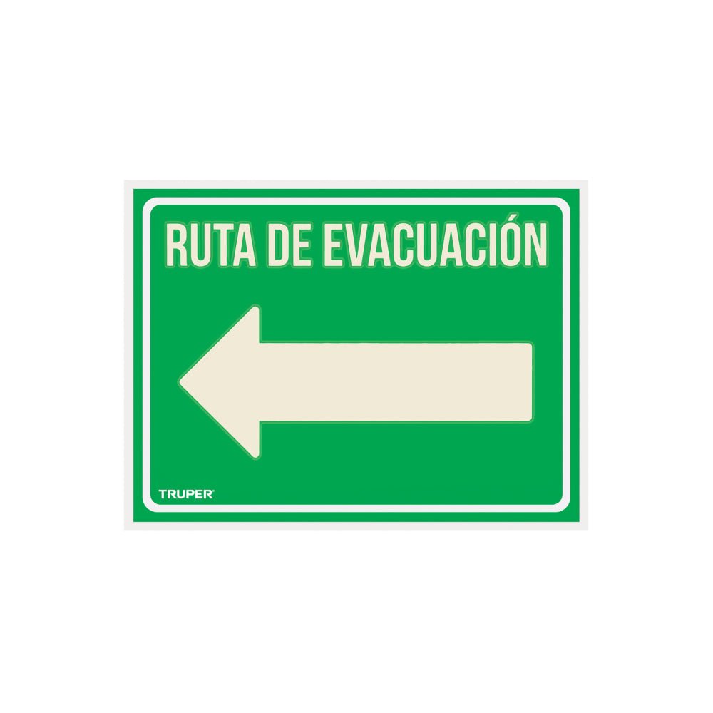 Letrero de señalización "RUTA EVACUACIÓN IZQUIERDA",21x28 cm - Grupo PRAME