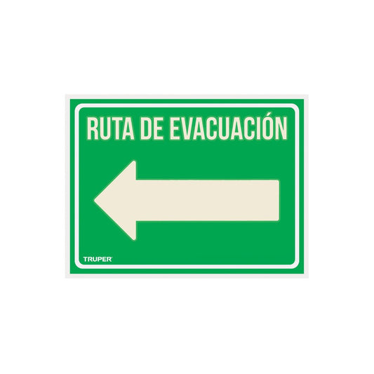 Letrero de señalización "RUTA EVACUACIÓN IZQUIERDA",21x28 cm - Grupo PRAME