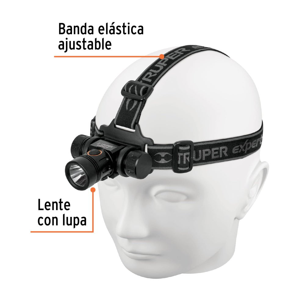 Linterna de minero LED 500 lm, recargable, TRUPER EXPERT - Grupo PRAME