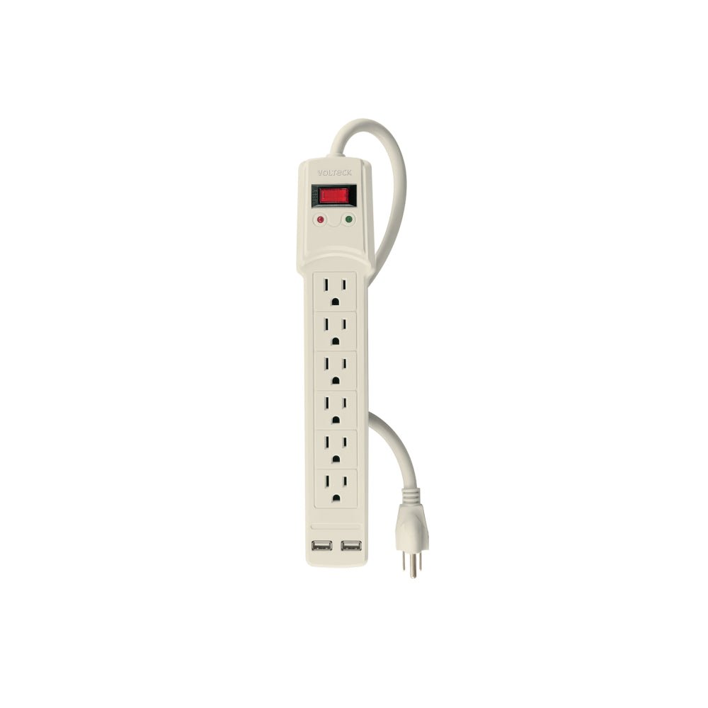 Multicontacto 14 AWG 6 entradas, 2 puertos USB, 850 J marfil - Grupo PRAME