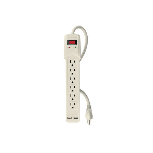 Multicontacto 14 AWG 6 entradas, 2 puertos USB, 850 J marfil - Grupo PRAME